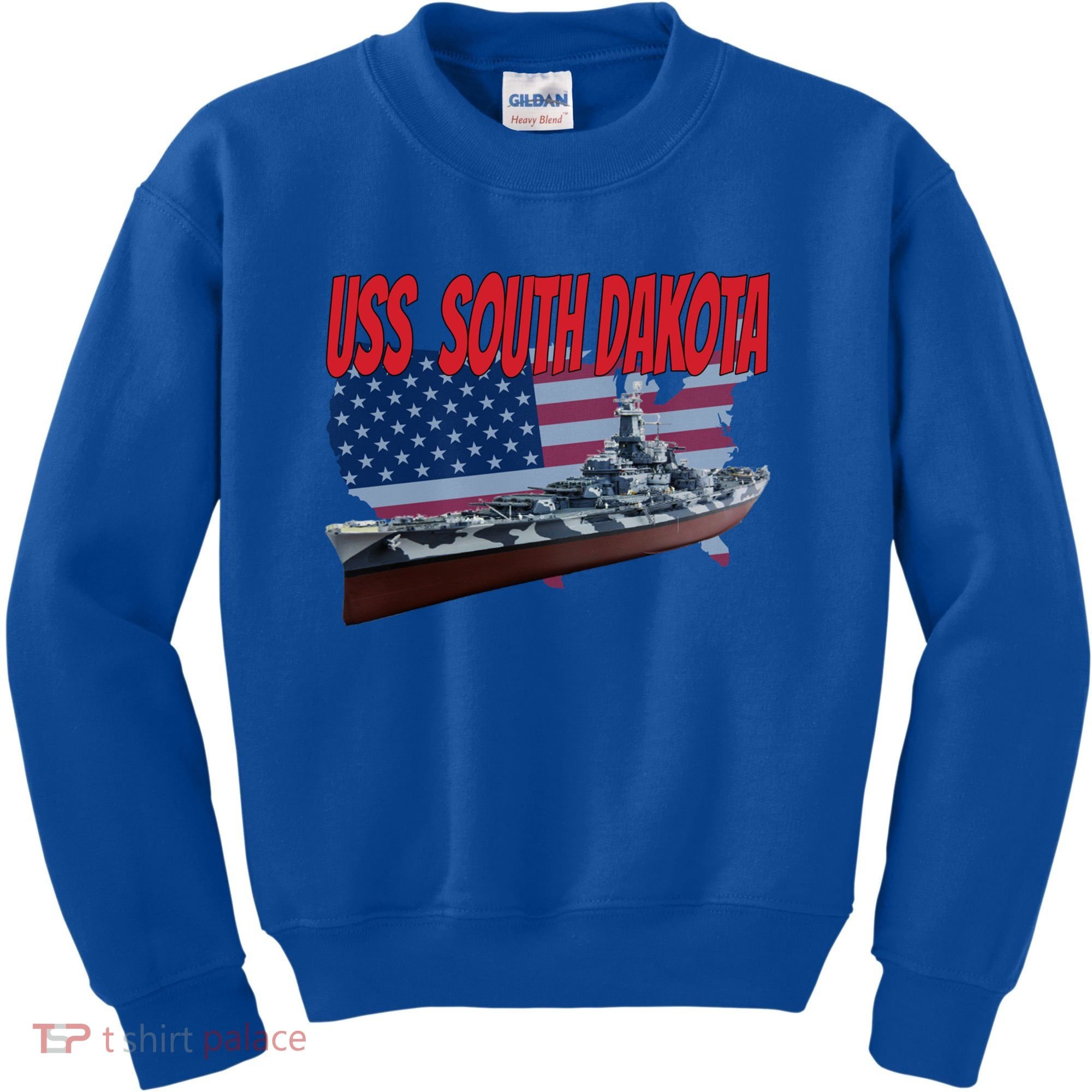 Uss South Dakota Bbgift57 Ww2 War Veteran Battleship Dad Boy Gift Kids Sweatshirt