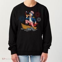 Uncle Sam Enjoying A Hot Dog Fireworks USA Women's Sweatshirt thumb 0