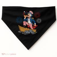 Uncle Sam Enjoying A Hot Dog Fireworks USA USA-Made Doggie Bandana thumb 0