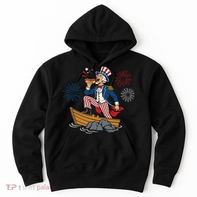 Uncle Sam Enjoying A Hot Dog Fireworks USA Hoodie