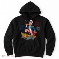 Uncle Sam Enjoying A Hot Dog Fireworks USA Hoodie thumb 0