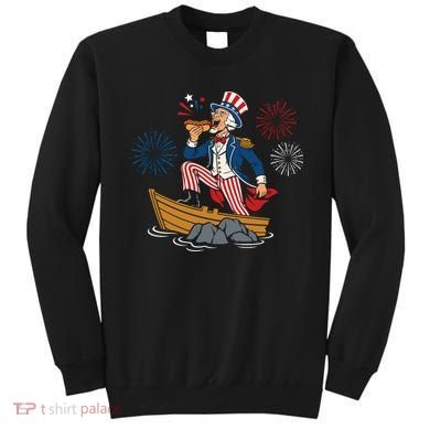 Uncle Sam Enjoying A Hot Dog Fireworks USA Sweatshirt