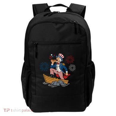 Uncle Sam Enjoying A Hot Dog Fireworks USA Backpack