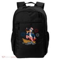 Uncle Sam Enjoying A Hot Dog Fireworks USA Backpack thumb 0