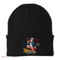 Uncle Sam Enjoying A Hot Dog Fireworks USA Beanie thumb 0