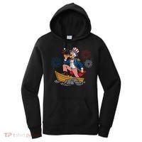 Uncle Sam Enjoying A Hot Dog Fireworks USA Women's Hoodie thumb 0