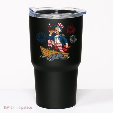 Uncle Sam Enjoying A Hot Dog Fireworks USA Tumbler