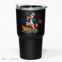 Uncle Sam Enjoying A Hot Dog Fireworks USA Tumbler thumb 0