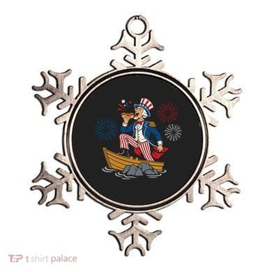 Uncle Sam Enjoying A Hot Dog Fireworks USA Ornament