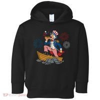 Uncle Sam Enjoying A Hot Dog Fireworks USA Toddler Hoodie thumb 0