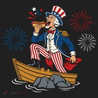 Uncle Sam Enjoying A Hot Dog Fireworks USA Golf Towel thumb 3