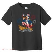 Uncle Sam Enjoying A Hot Dog Fireworks USA Toddler T-Shirt thumb 0