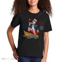 Uncle Sam Enjoying A Hot Dog Fireworks USA Kids T-Shirt thumb 2