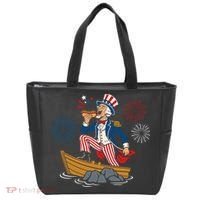 Uncle Sam Enjoying A Hot Dog Fireworks USA Tote Bag thumb 0