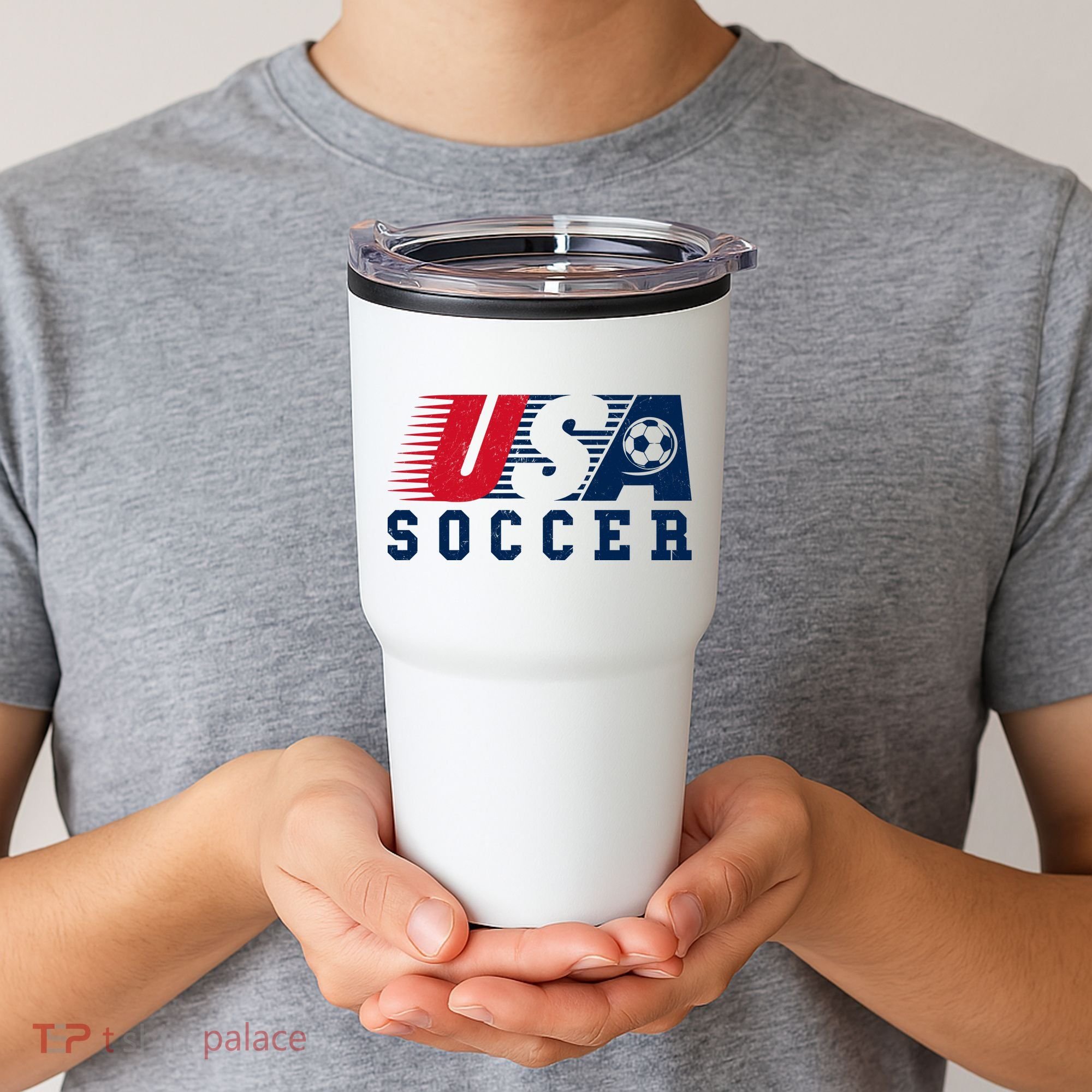 USA Soccer Fan American Football Tumbler