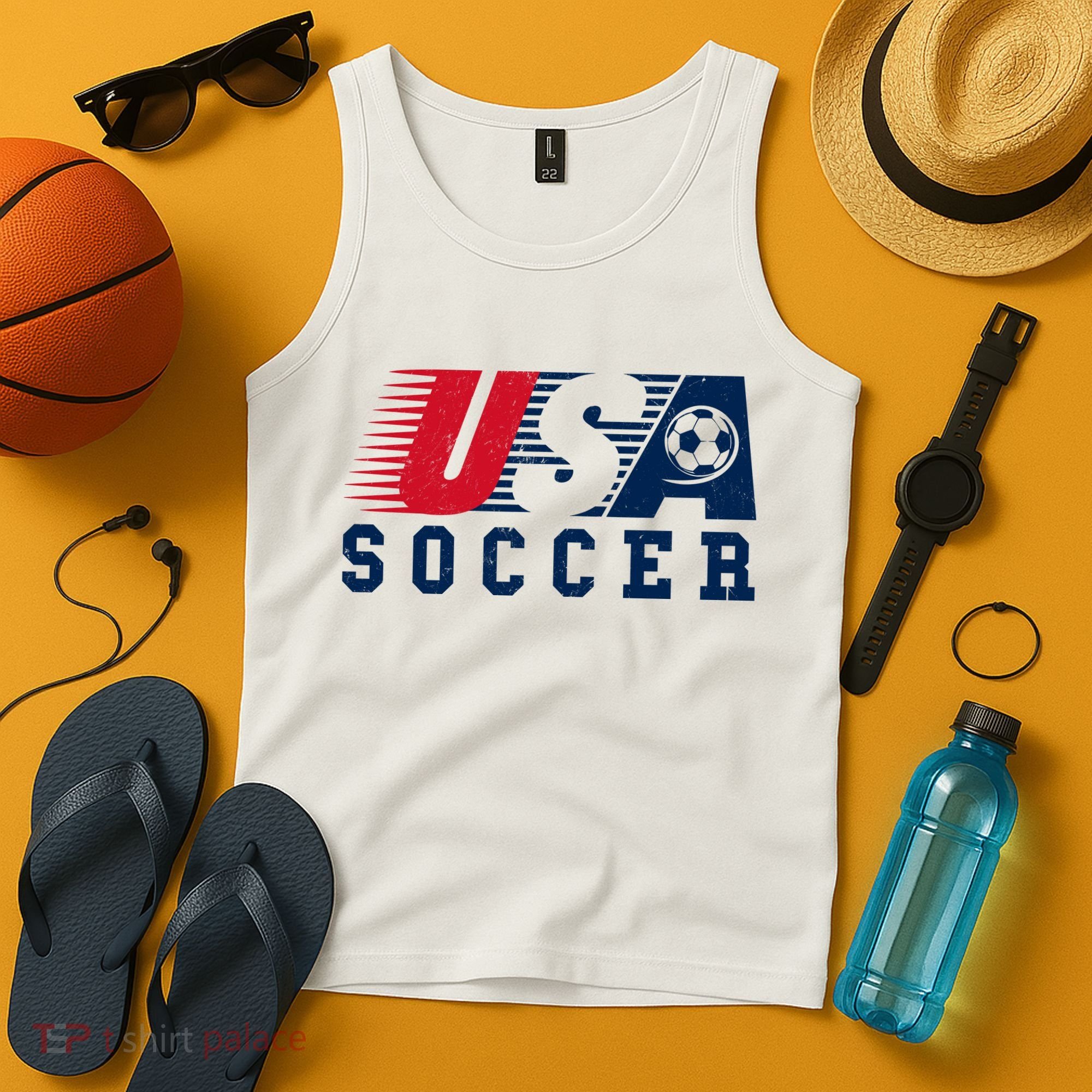 USA Soccer Fan American Football Tank Top