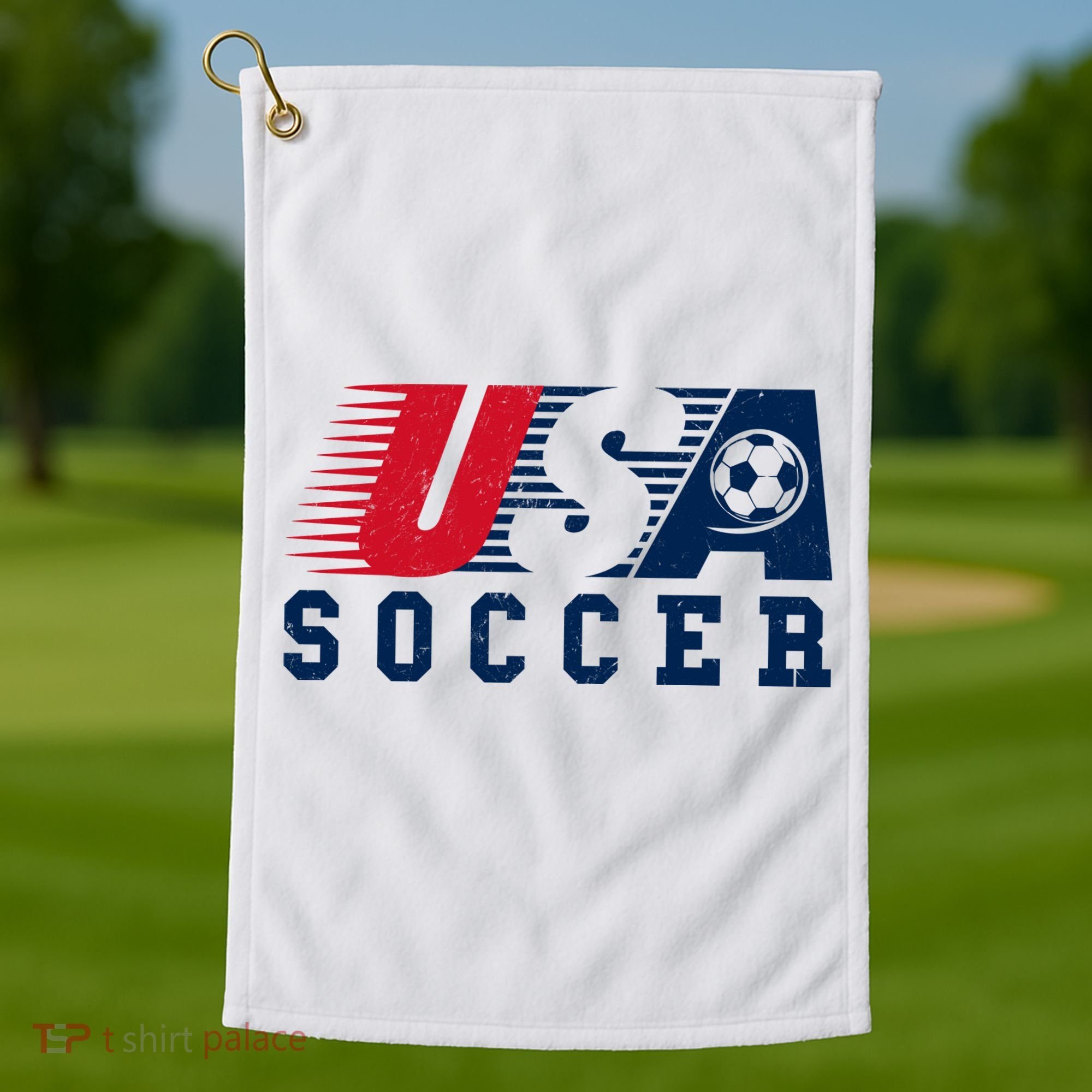 USA Soccer Fan American Football Golf Towel