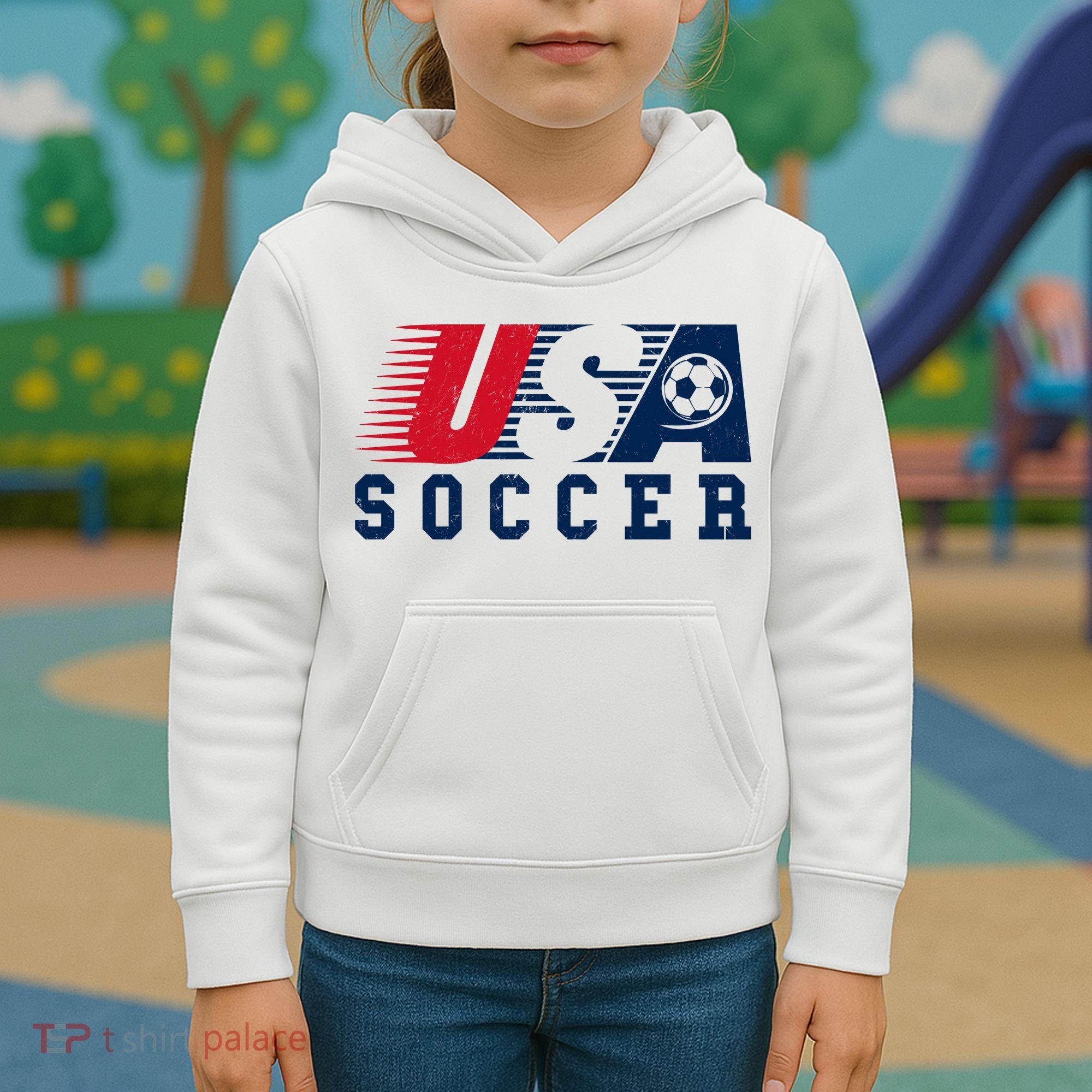 USA Soccer Fan American Football Kids Hoodie