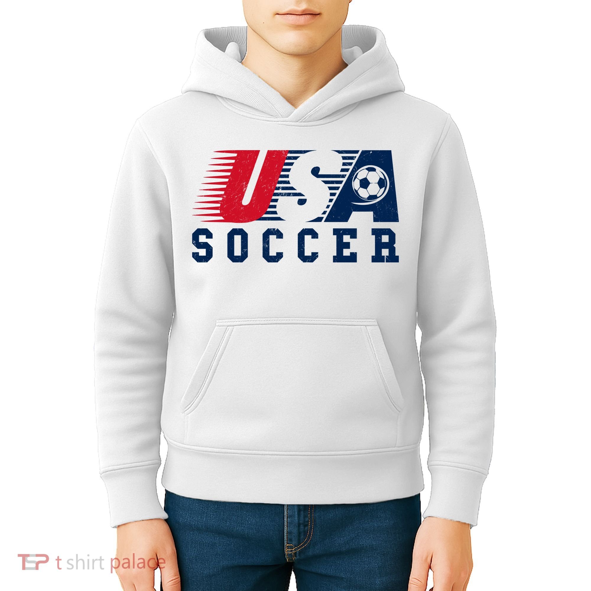 USA Soccer Fan American Football Kids Hoodie