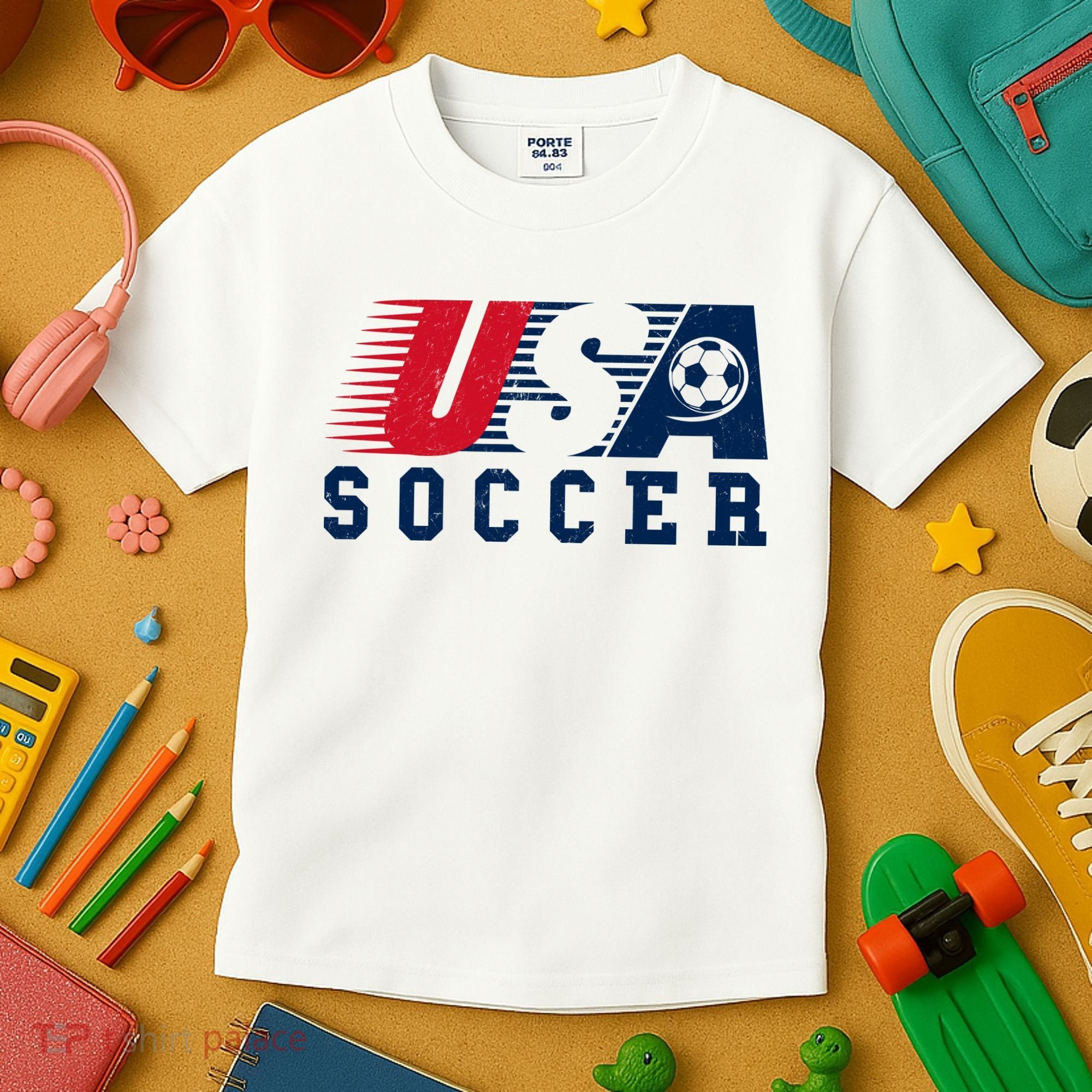 USA Soccer Fan American Football Kids T-Shirt