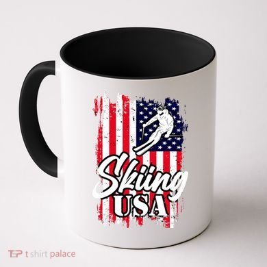USA Skiing Flag Design Coffee Mug