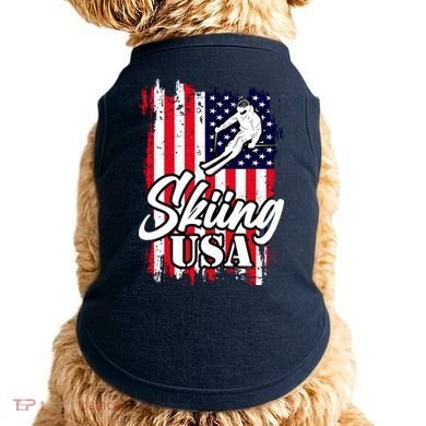 USA Skiing Flag Design Doggie Tank