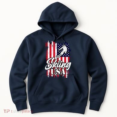 USA Skiing Flag Design Hoodie