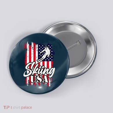 USA Skiing Flag Design Button