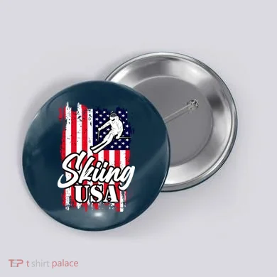 USA Skiing Flag Design Button