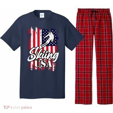 USA Skiing Flag Design Pajama Set
