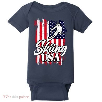 USA Skiing Flag Design Baby Bodysuit
