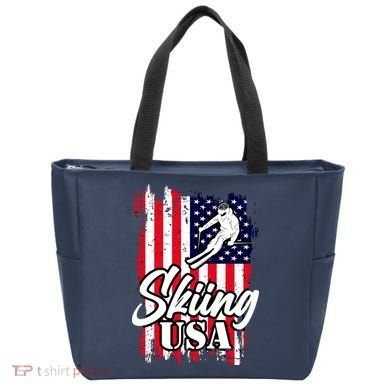 USA Skiing Flag Design Tote Bag