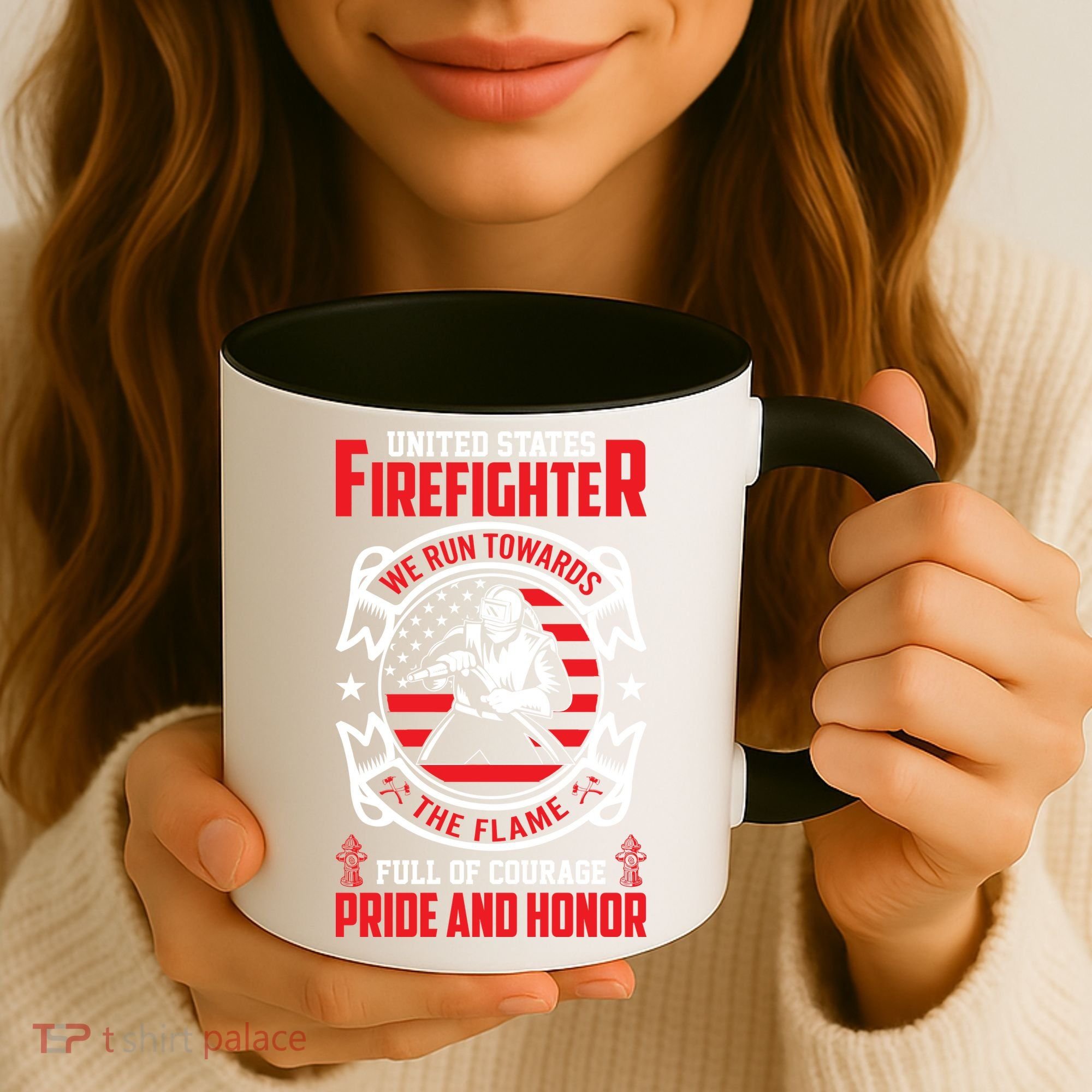 United States Firefighter We Run Towards Firefighters Dad Gift Coffee Mug