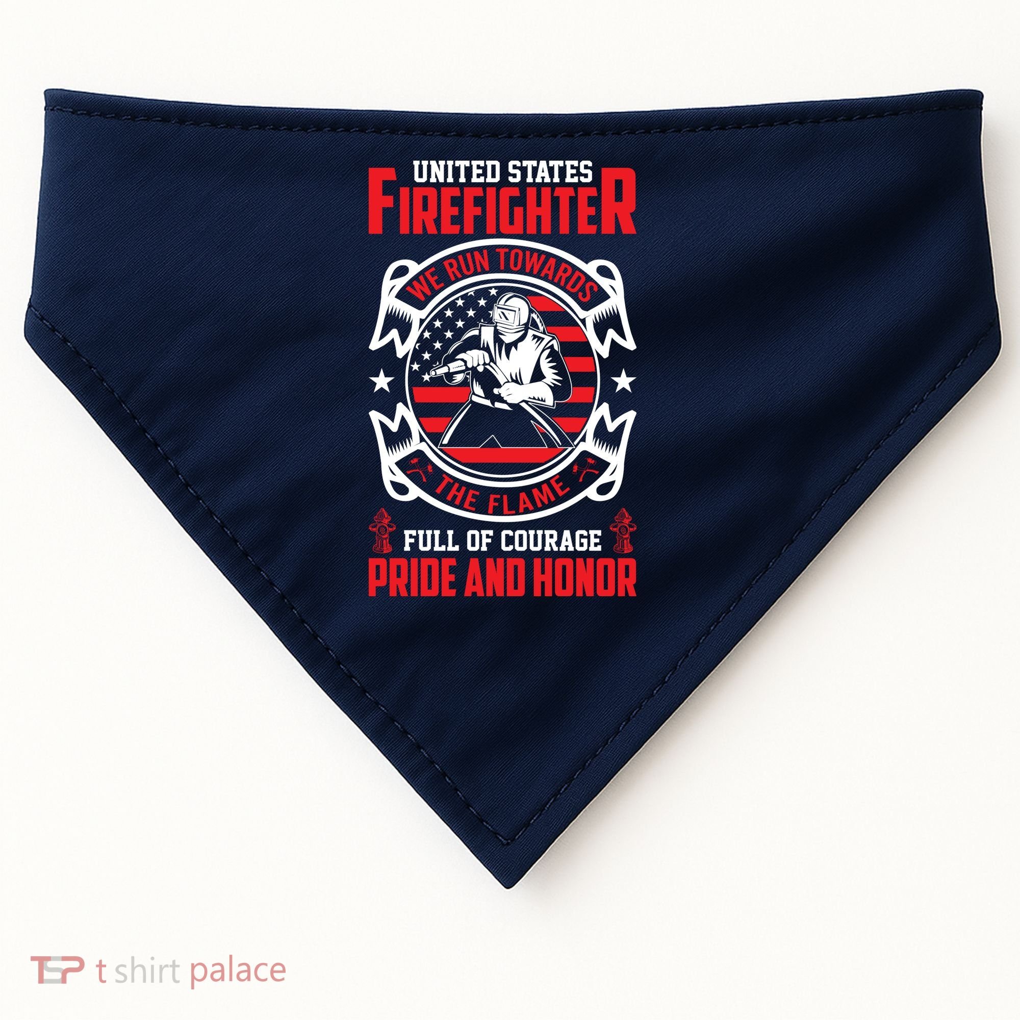 United States Firefighter We Run Towards Firefighters Dad Gift USA-Made Doggie Bandana