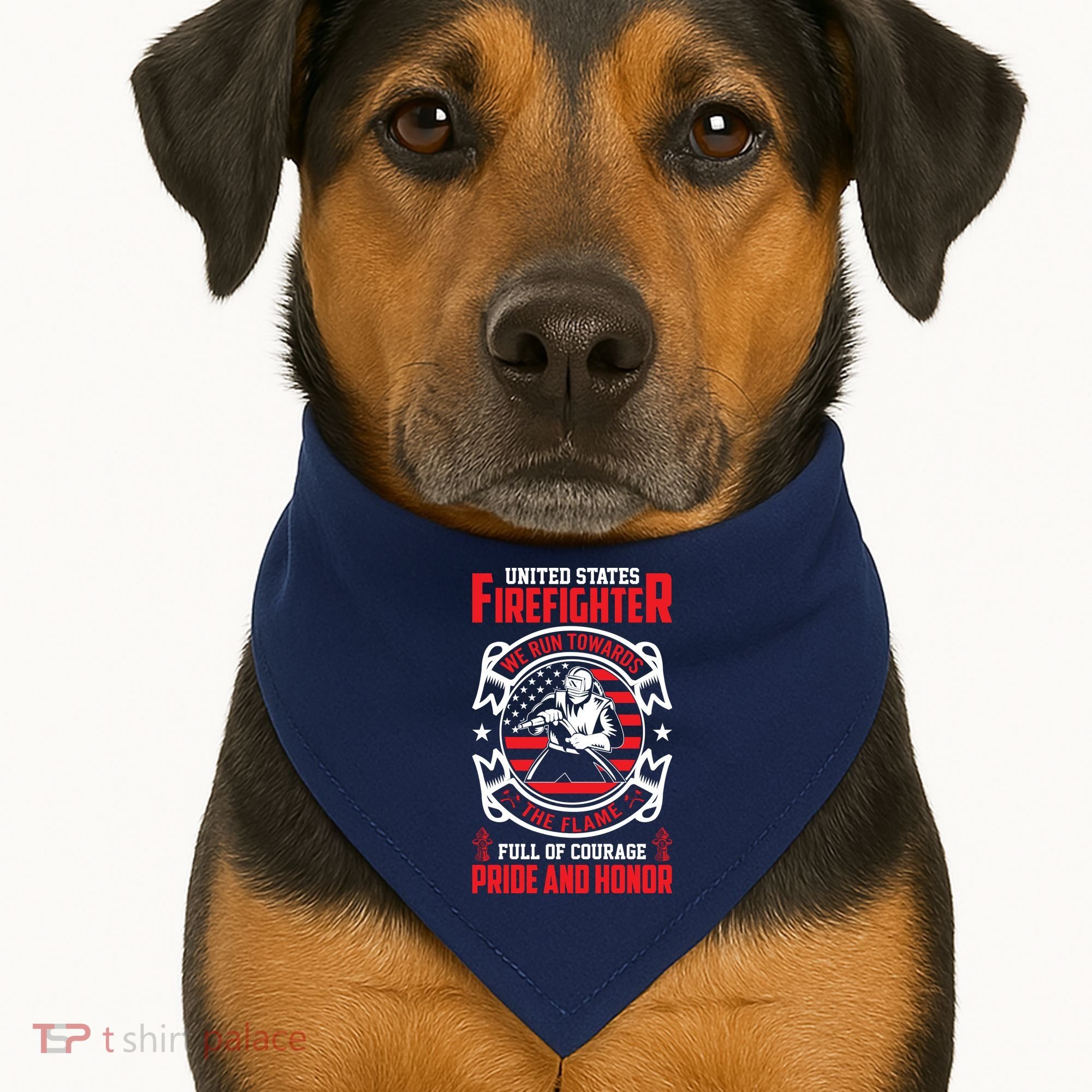 United States Firefighter We Run Towards Firefighters Dad Gift USA-Made Doggie Bandana