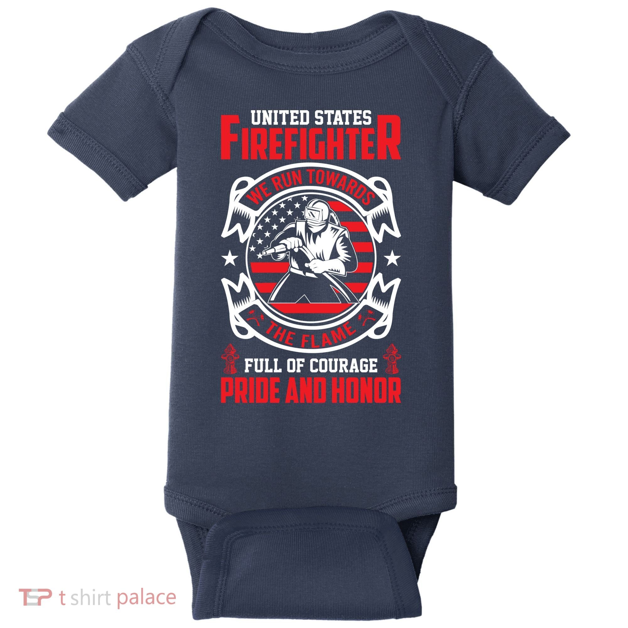 United States Firefighter We Run Towards Firefighters Dad Gift Baby Bodysuit