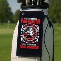 United States Firefighter We Run Towards Firefighters Dad Gift Golf Towel thumb 2