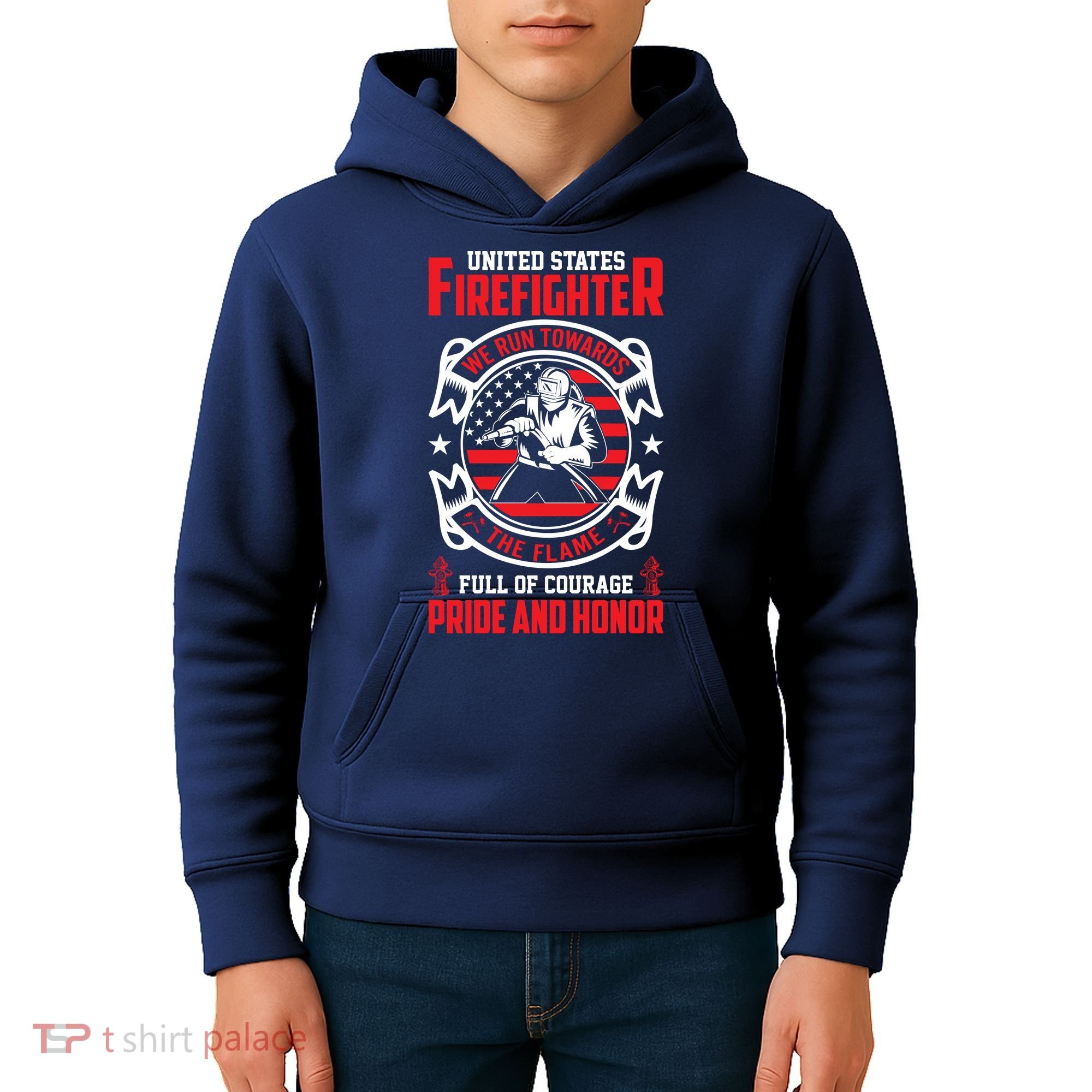 United States Firefighter We Run Towards Firefighters Dad Gift Kids Hoodie