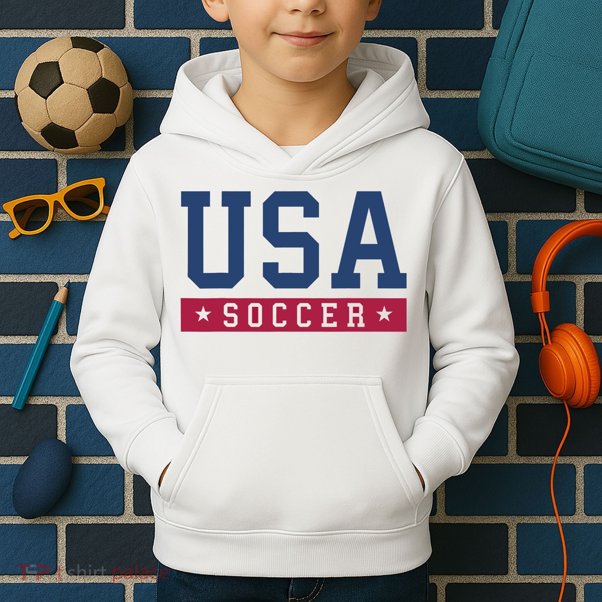 USA Soccer Fan Kids Hoodie