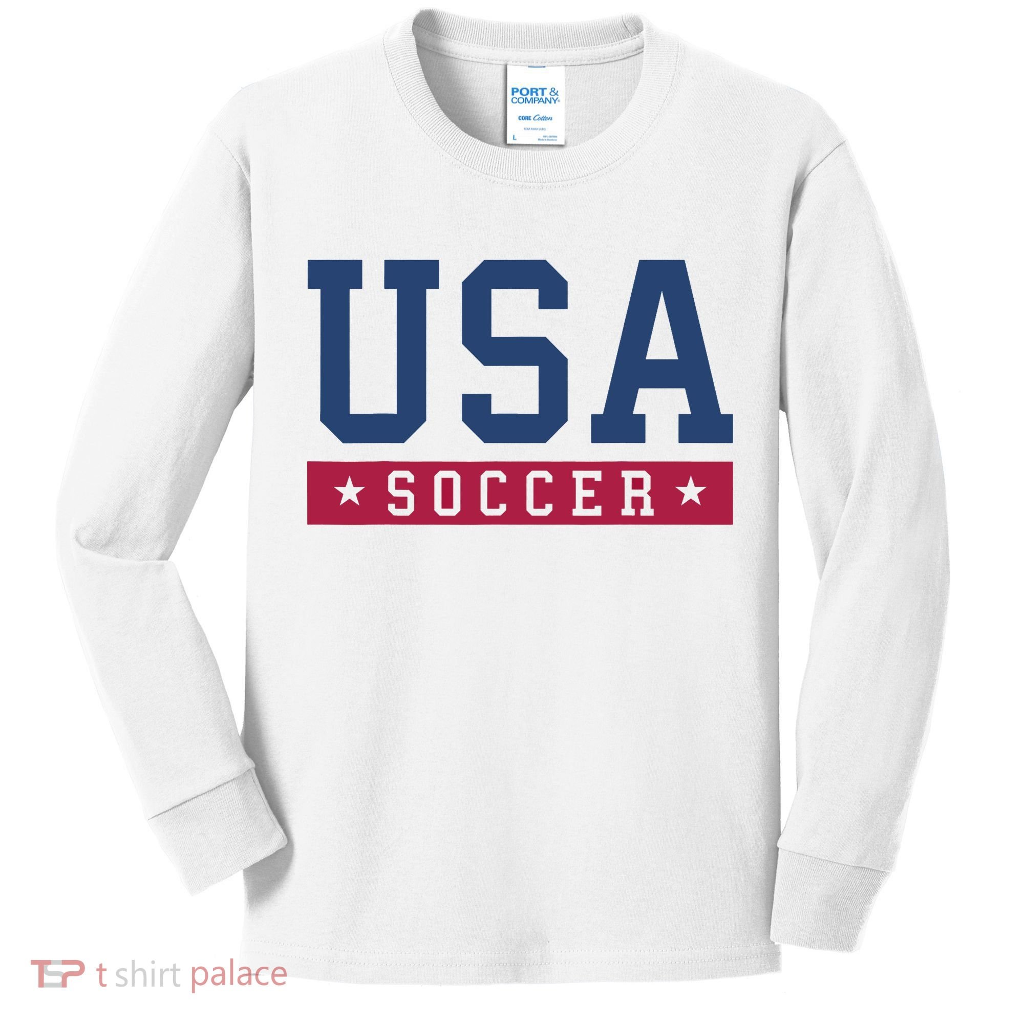 USA Soccer Fan Kids Long Sleeve Shirt