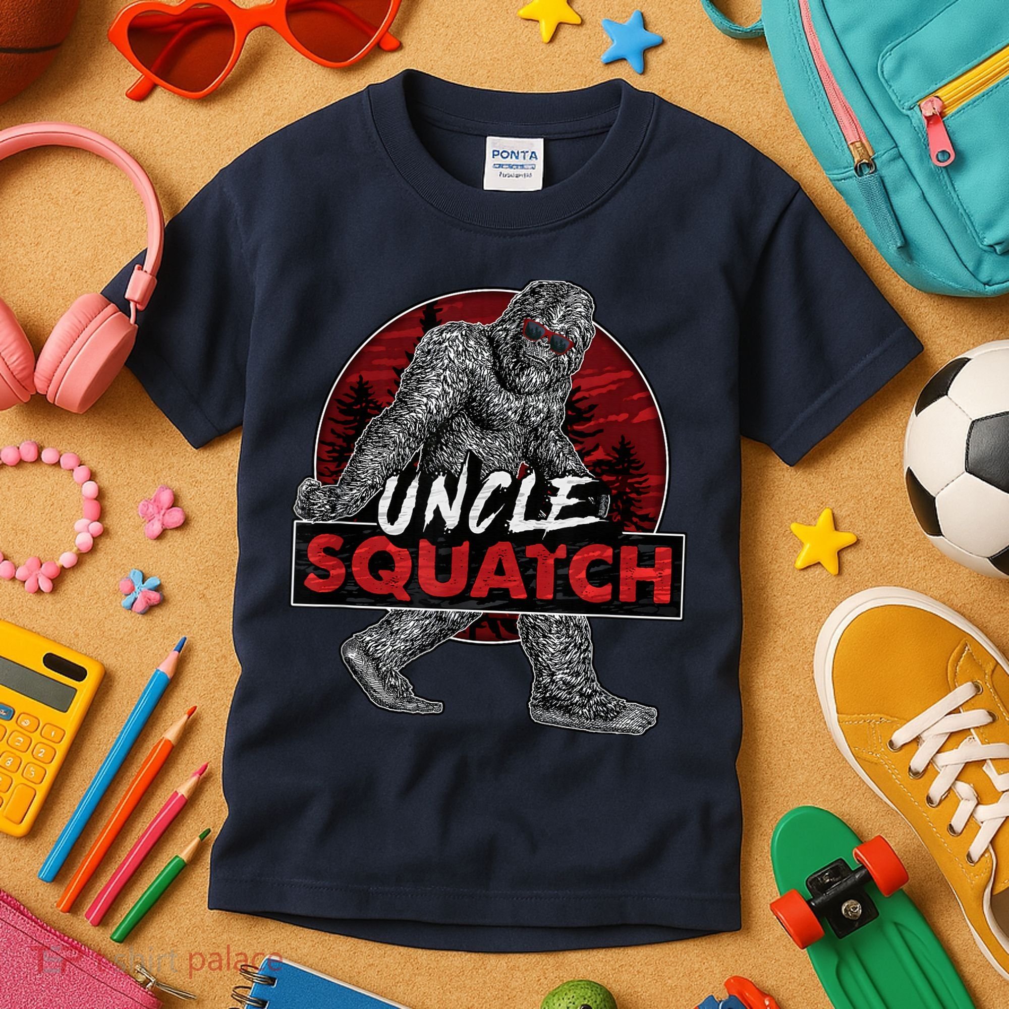  Uncle Squatch - Funny, Cool Bigfoot Sasquatch Uncle Kids T-Shirt
