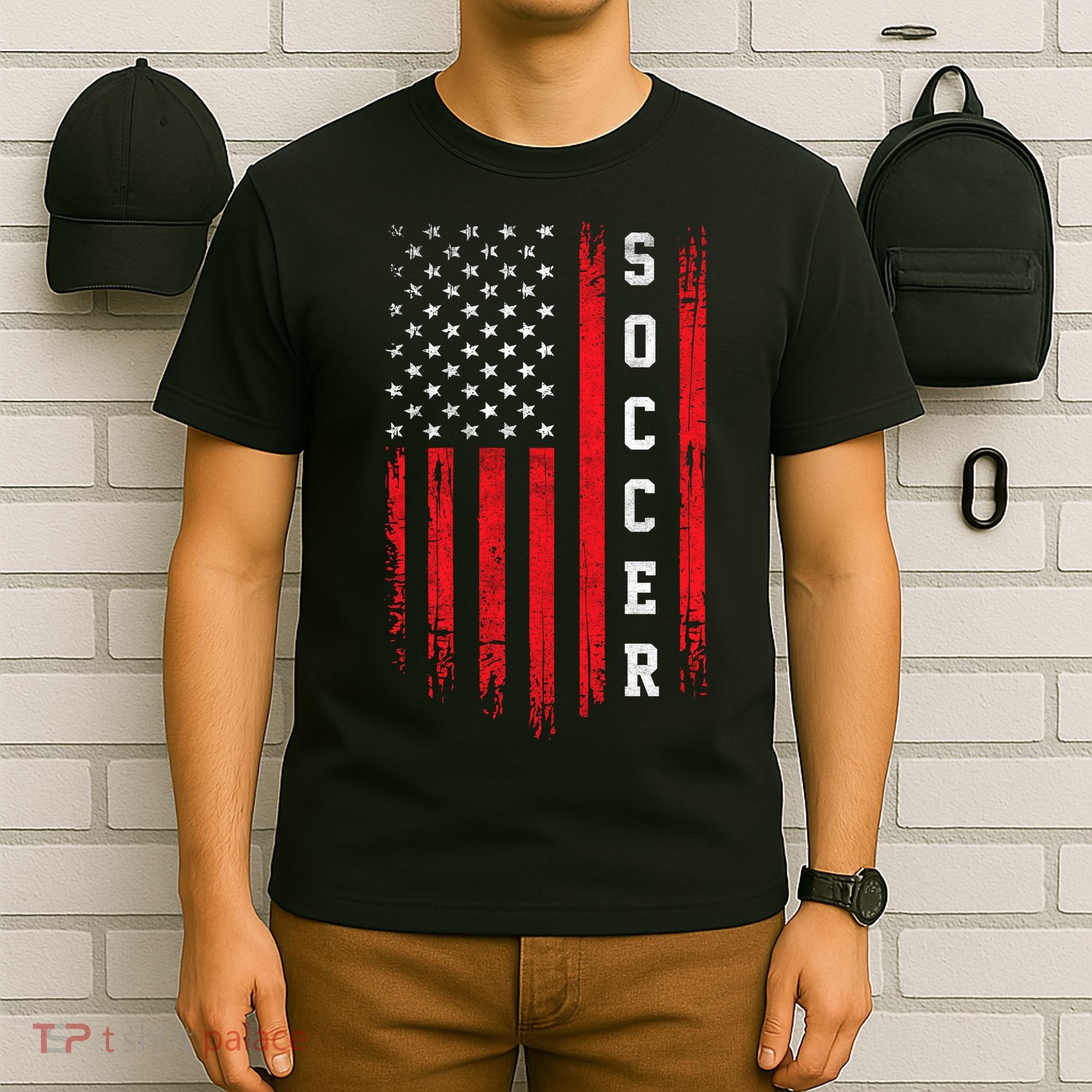 USA Soccer Fan American Flag T-Shirt