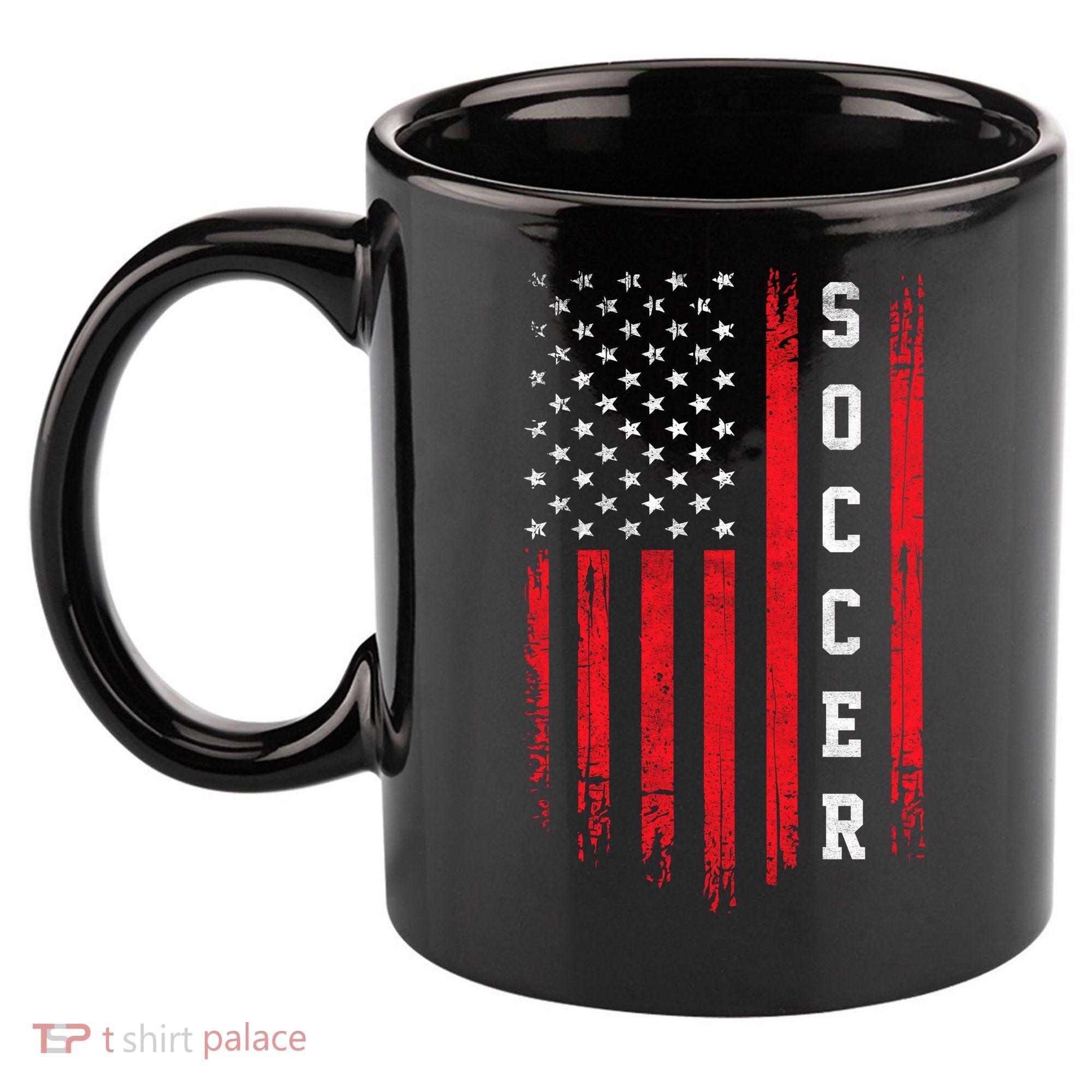 USA Soccer Fan American Flag 11oz C Handle Ceramic Mug