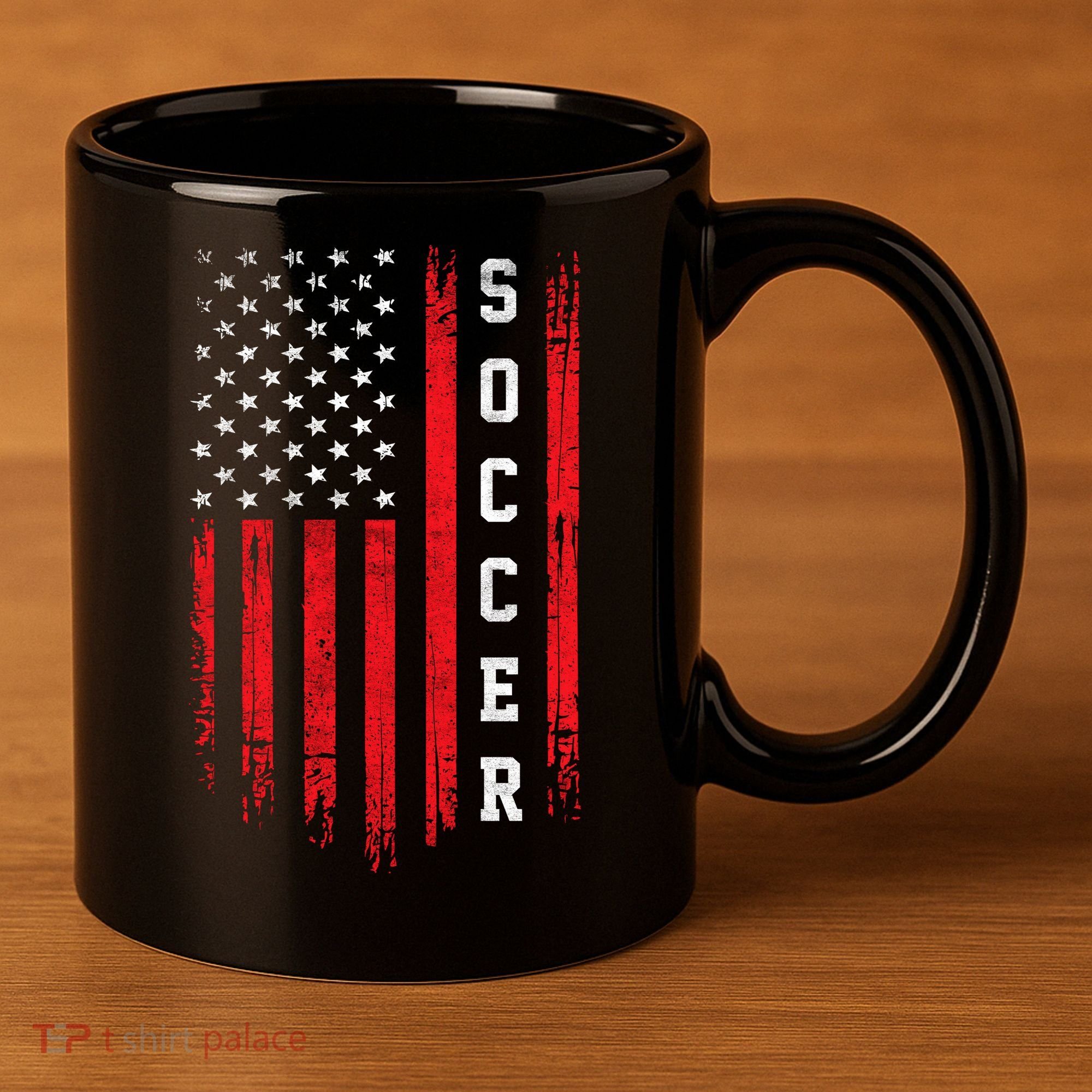 USA Soccer Fan American Flag 11oz C Handle Ceramic Mug