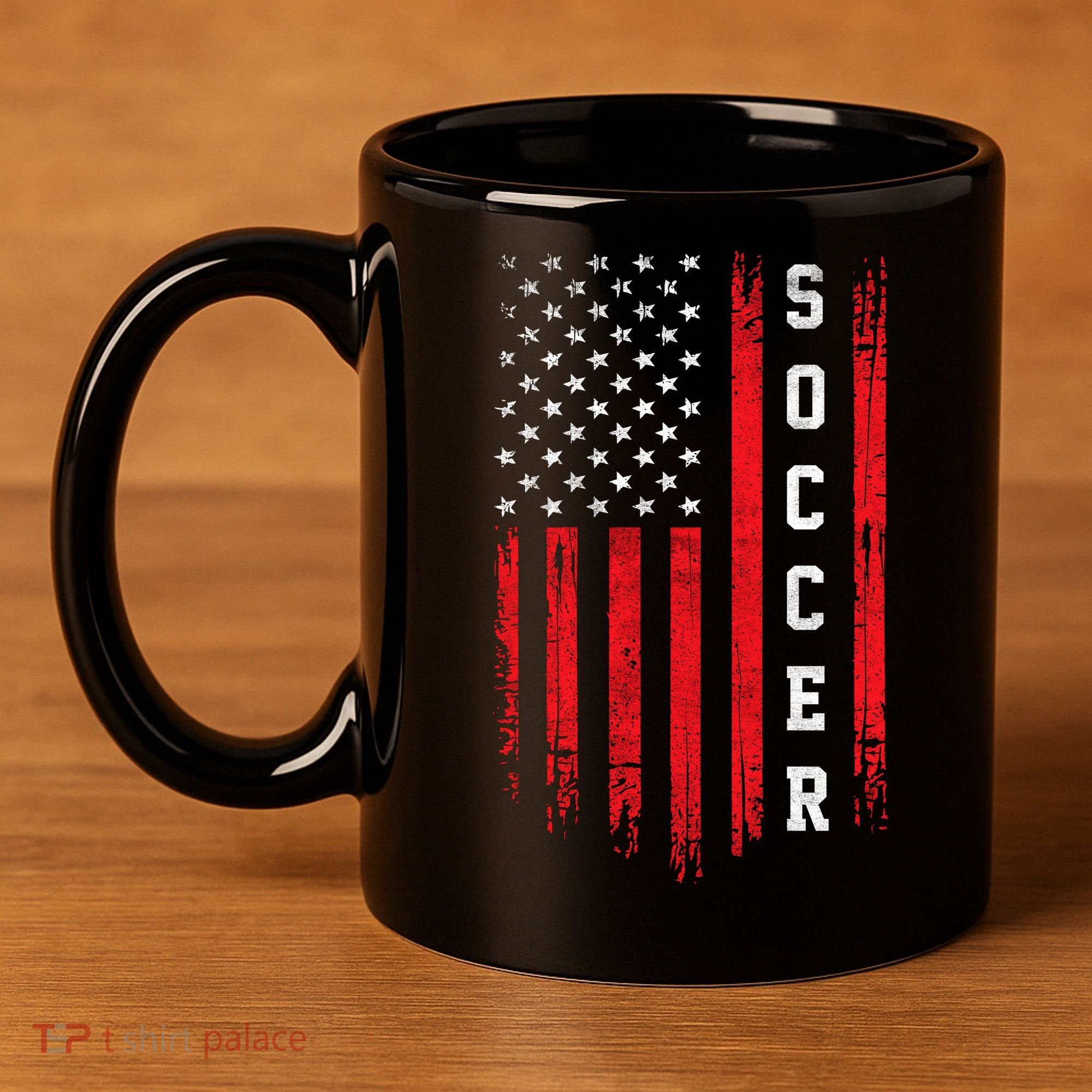 USA Soccer Fan American Flag 11oz C Handle Ceramic Mug