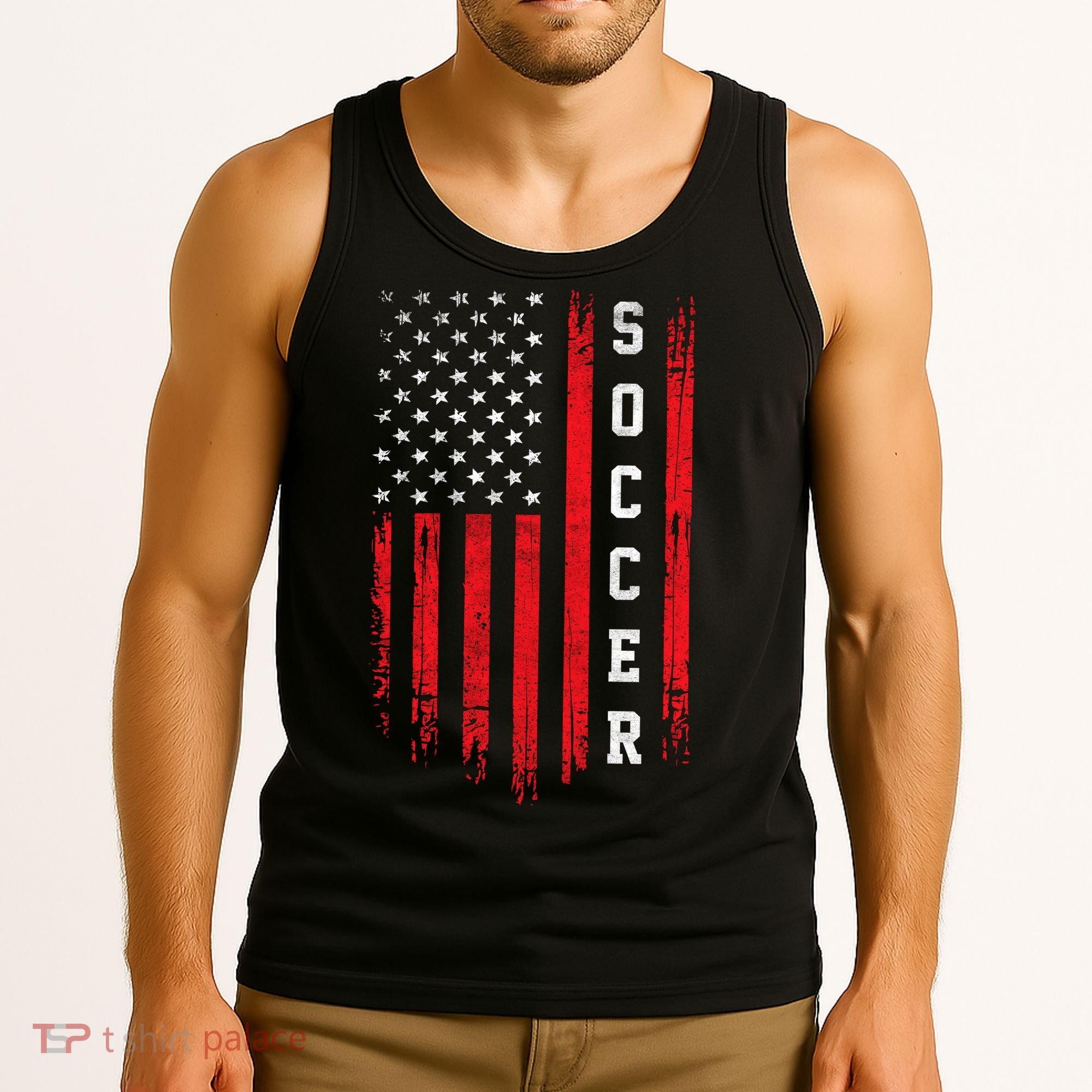 USA Soccer Fan American Flag Tank Top
