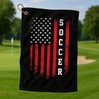 USA Soccer Fan American Flag Golf Towel thumb 1