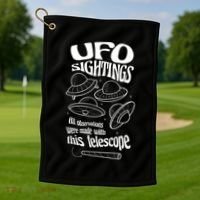 UFO Sightings Funny Golf Towel thumb 1