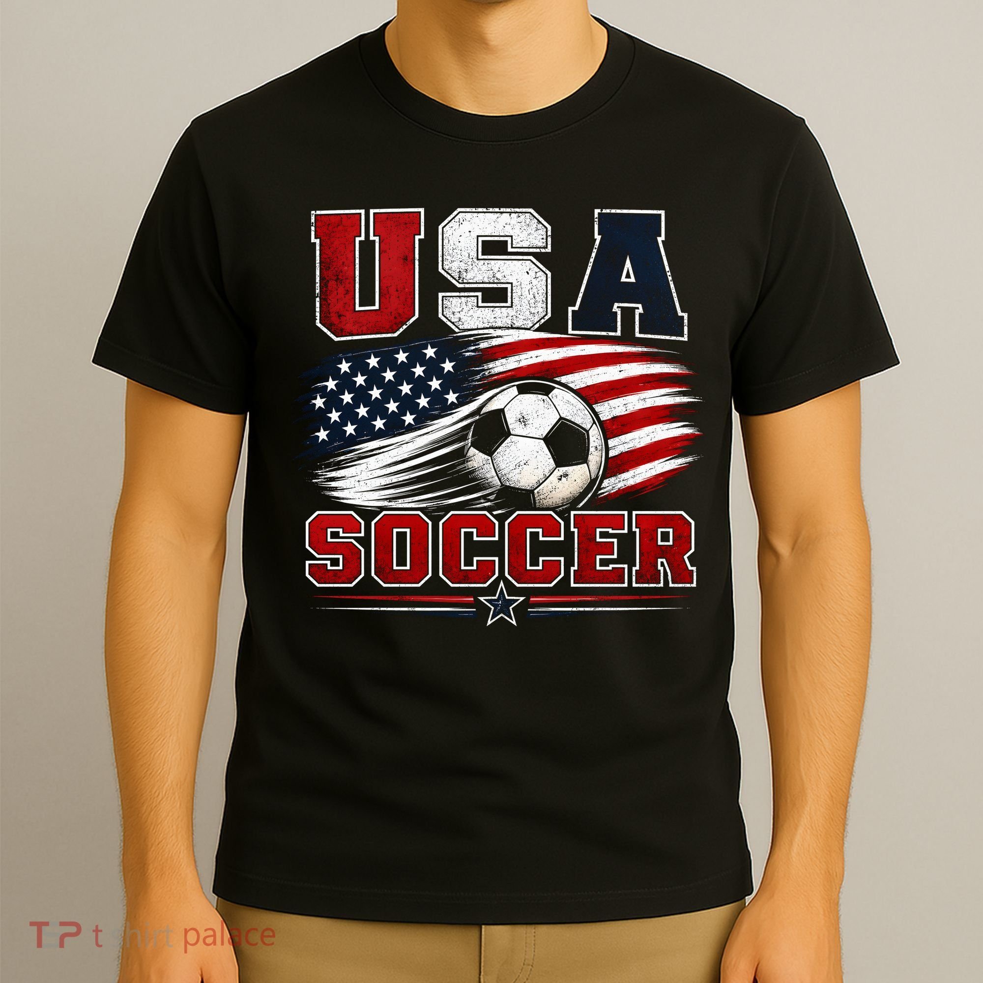 USA Soccer Fan Gear American Flag T-Shirt