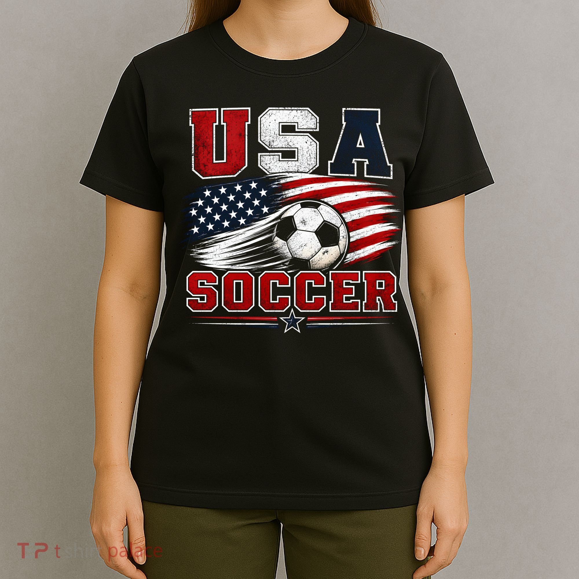 USA Soccer Fan Gear American Flag T-Shirt